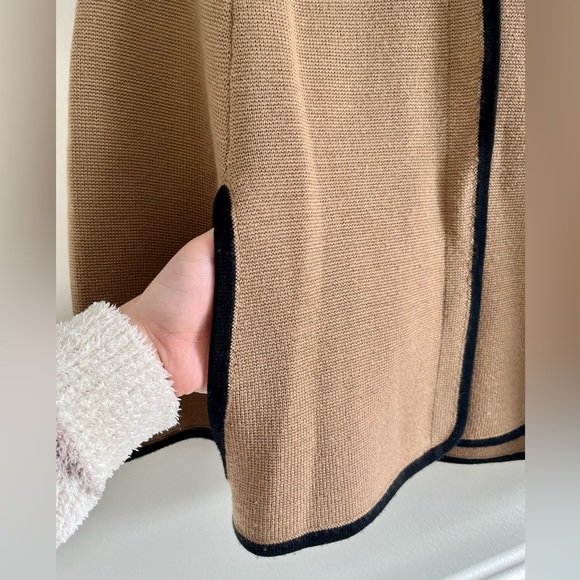 J Crew Merino Wool Poncho Tan and Black - Picture 5 of 9